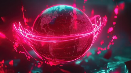 Futuristic Neon Globe with Dynamic Light Effects