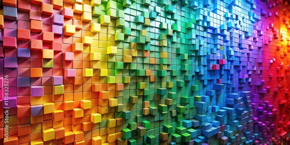 Aufkleber a vibrant and colorful wall of colorful blocks, creating a mesmerizing mosaic of color and depth