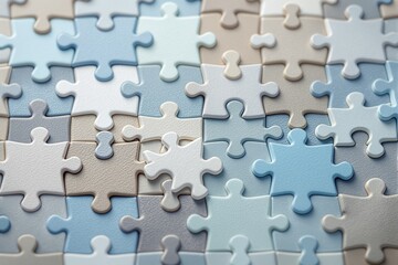 Abstract Puzzle Pieces in Soft Blue Tones Creating a Textured Background