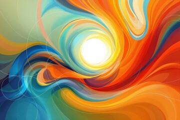Obraz premium Vibrant Abstract Swirl with Sunburst: A Colorful Artistic Background