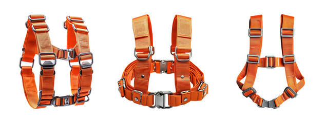 Bright Orange Safety Harness on Transparent Background