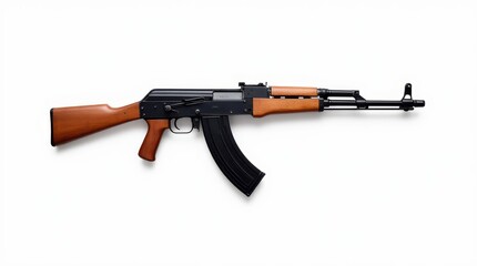 AK-47 Rifle on White Background
