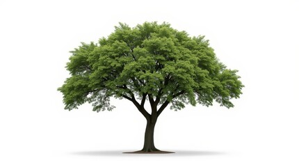 Fototapeta premium Solitary Green Tree on White Background