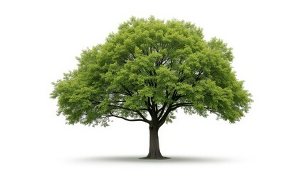 Obraz premium Solitary Green Tree on White Background