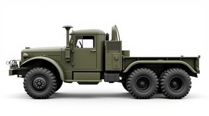 Isolated Military Army Truck on White Background