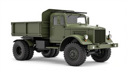 Fototapeta premium Isolated Military Army Truck on White Background