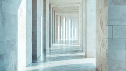 Serene White Stone Corridor Architecture Interior Design