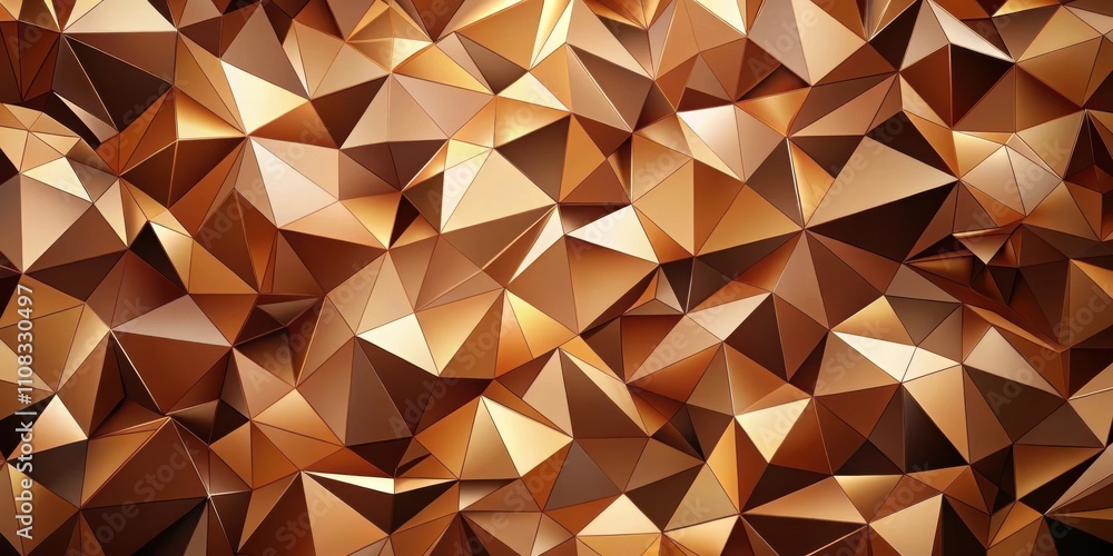 Poster Abstract Geometric Pattern of Interlocking Triangles with a Metallic Sheen and Variations in Brown Tones