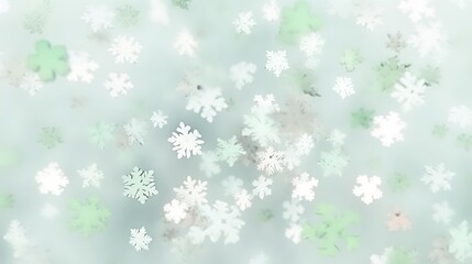 Fototapeta premium Delicate Snowflakes Falling Softly On A Light Blue Background