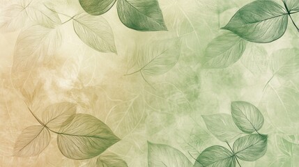 Fototapeta premium Soft Toned Leaf Pattern with Subtle Green Shades, Delicate Vein Detail and Watercolor Effect