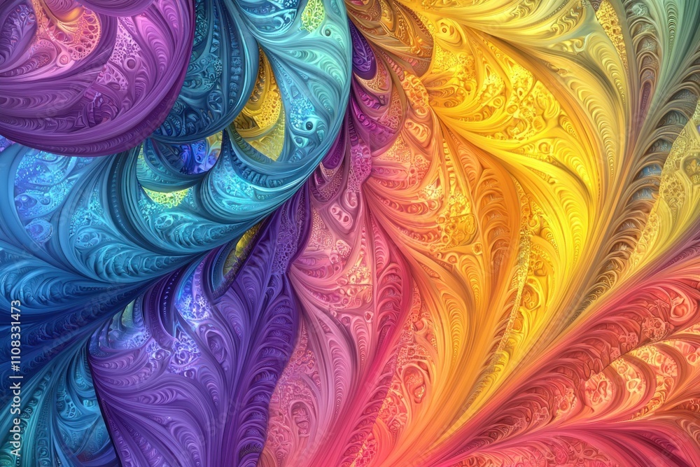 Poster colorful abstract pattern with swirling shapes and vibrant hues, creating a visually striking effect