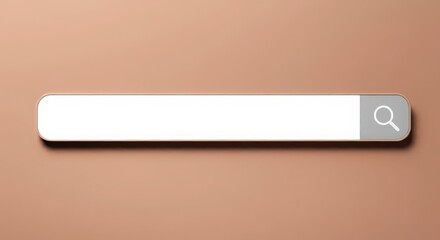 Minimalist white search bar on warm beige background, perfect for web design, technology, online searching, creative concepts, and elegant user interface visuals.