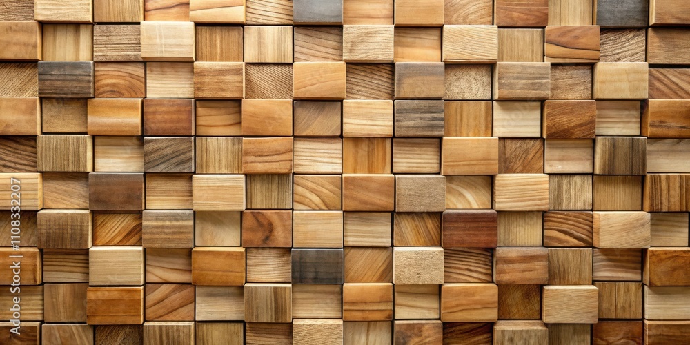 Poster a textured background composed of a staggered arrangement of wooden blocks, showcasing various wood 