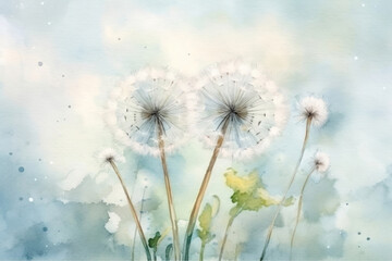 Obraz premium white dandelions., watercolor style, 