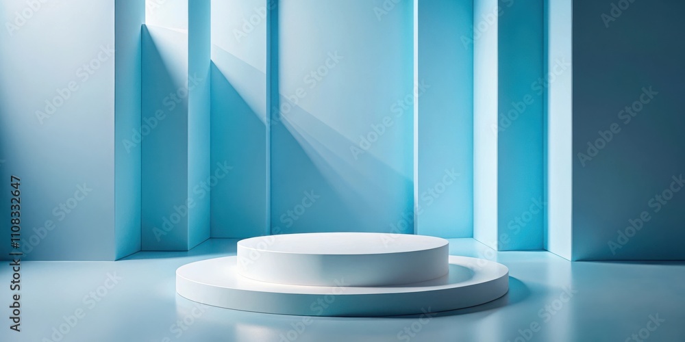 Aufkleber abstract minimalist white platform with blue geometric background
