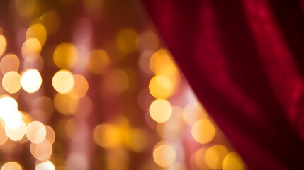 Obraz premium Abstract Red Curtain With Golden Bokeh Lights