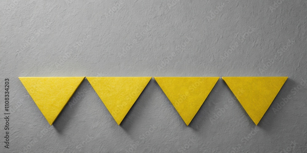 Aufkleber abstract minimalist composition of four golden triangles on a textured gray surface