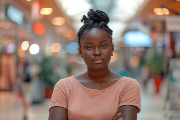 Fototapeta premium Young adult african american female retail sales associate