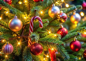 Christmas Decor Closeup - Long Exposure Fir Branches