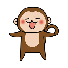 幸せそうに両手を広げる猿