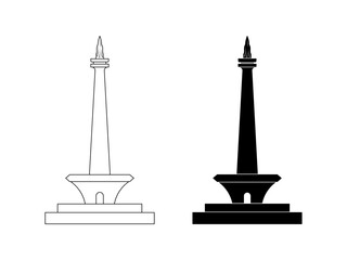 Fototapeta premium Monumen Nasional monas icon set isolated on white background