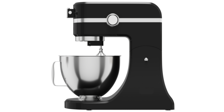 side view of black and white electric mixer isolated on white background premium png for make mockup 