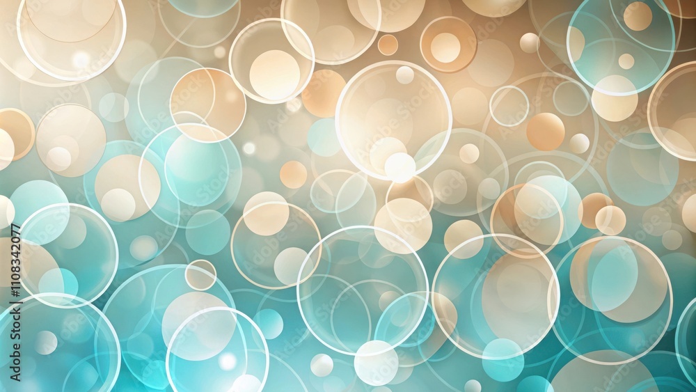 Aufkleber Abstract Pattern of Overlapping Circles in Soft Blue and Beige Hues