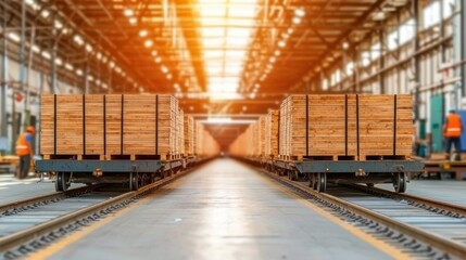 Obraz premium A train with wooden crates on it