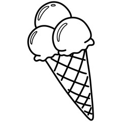 Hand drawn doodle sketch ice cream cone style outline