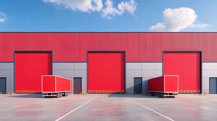 Fototapeta premium A red building with three red doors