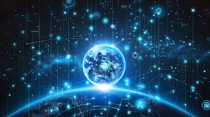 Obraz premium Global Network: Connected World of Technology and Innovation