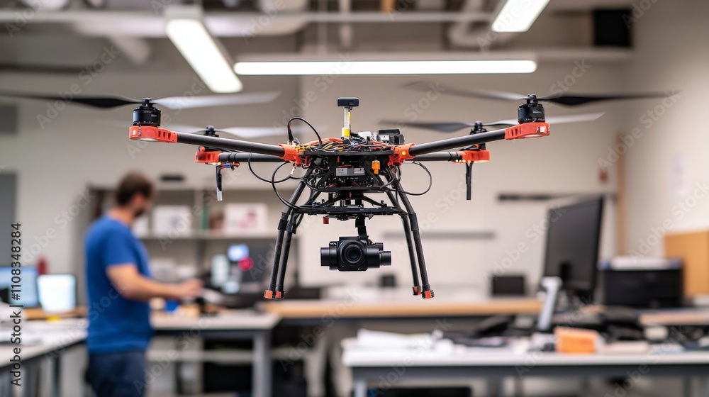 Poster a research lab testing drones for search and rescue missions