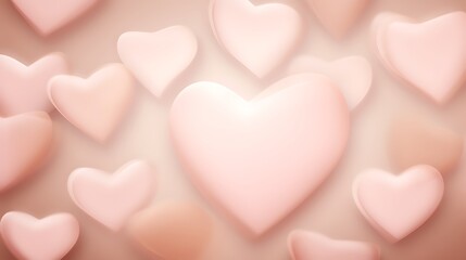 Fototapeta premium Soft Pink Hearts Background Romantic Design