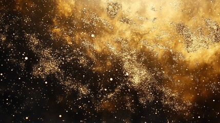 Obraz premium Radiant Golden Sparkles Glitter and Bokeh Lights on Dark Background for festive, Holidays, Banner