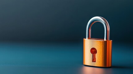 Naklejka premium Orange padlock on a dark surface with a soft focus background symbolizing security and protection concepts