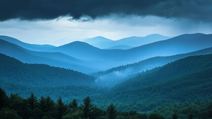 Obraz premium A scenic view of mountains with dramatic lighting