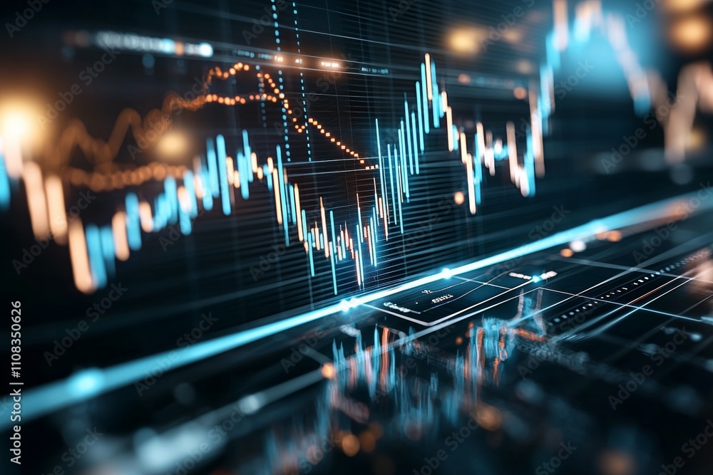 Aufkleber dynamic financial market analysis with rising trends and data visualization