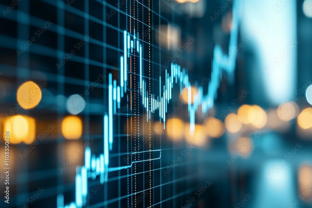 Poster dynamic financial chart displaying rising market trends and data analysis