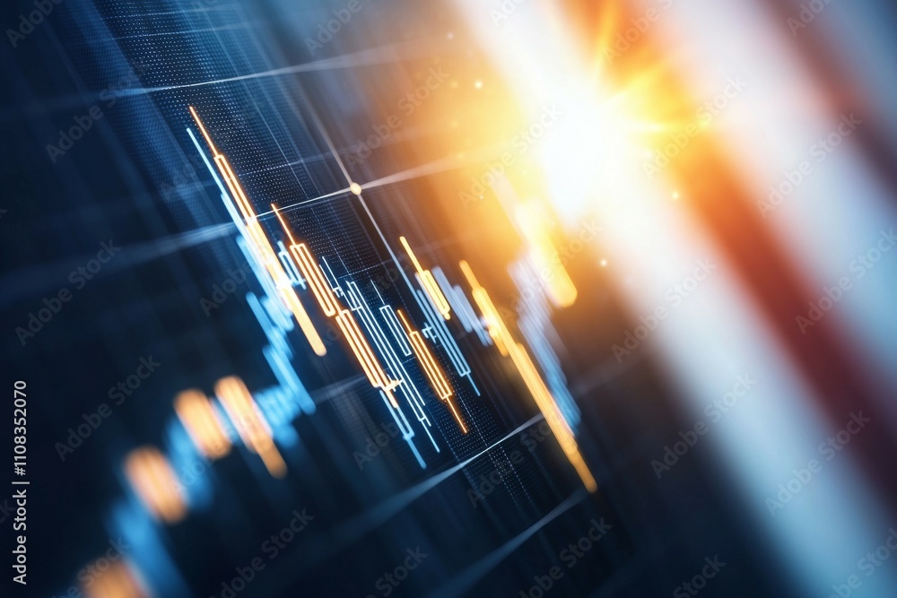 Poster dynamic financial chart displaying market trends with bright data visualization