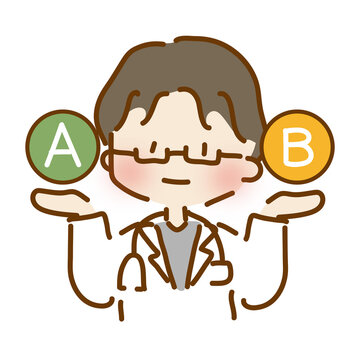 AとBの治療方針を説明するゆるくて可愛い男性のお医者さん