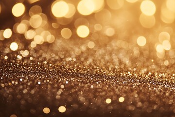 Radiant Golden Sparkles Glitter and Bokeh Lights on Dark Background for festive, Holidays, Banner
