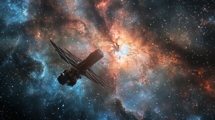 Obraz premium A space telescope observing distant galaxies, capturing the vastness of the universe