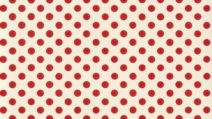 Red polka dots on a cream background, a minimalist and visually appealing pattern that creates a sense of repetition and rhythm.