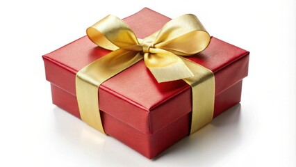 Obraz premium A Red Gift Box Tied with a Golden Ribbon, a Symbol of Celebration and Joy