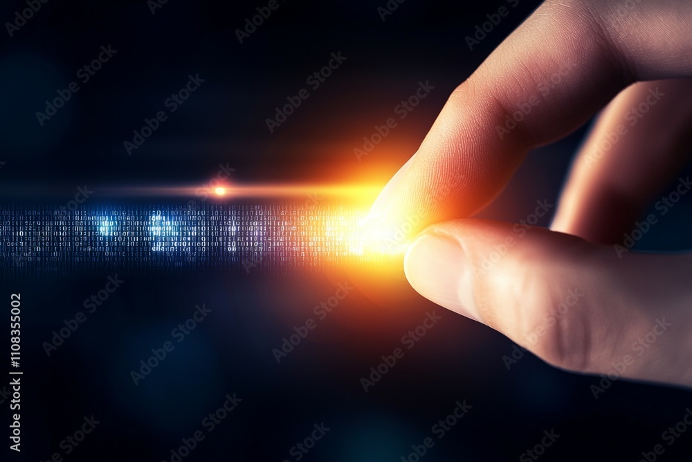 Poster futuristic technology touch: illuminated digital connection interface