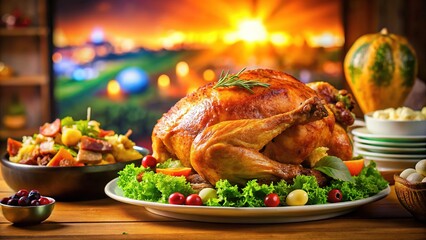 Roasted Turkey Feast Football Game Macro