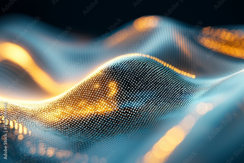 Aufkleber glowing abstract digital wave with dynamic lighting and colorful dots
