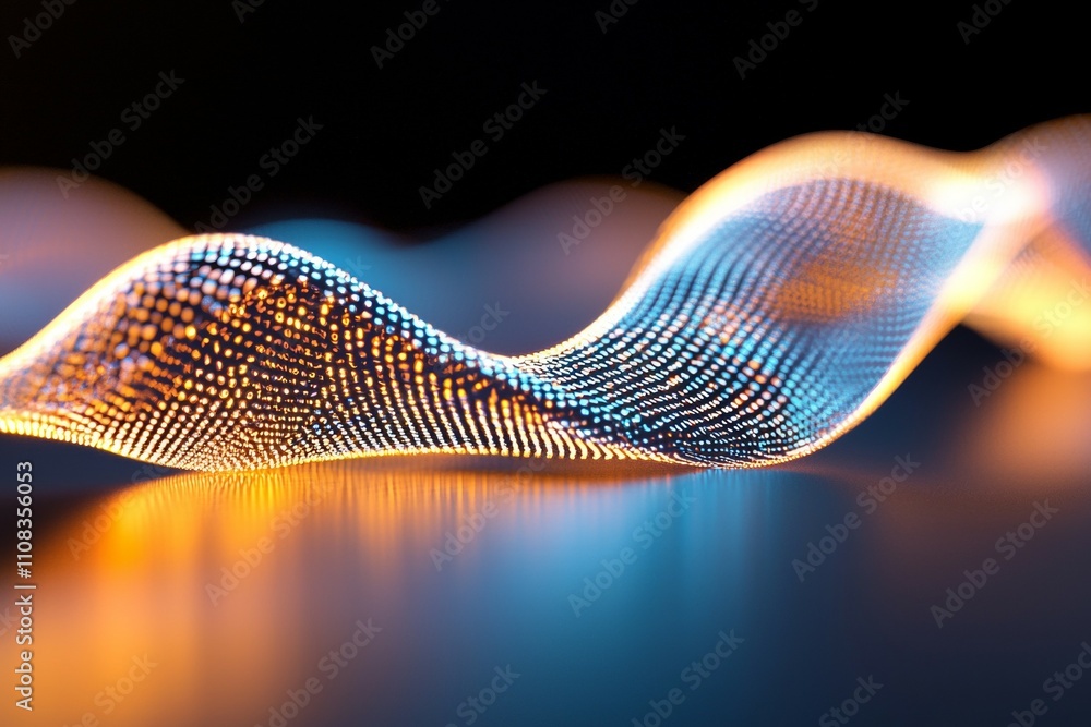 Poster abstract multicolored digital wave with dotted pattern and neon glow