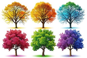 Obraz premium Silhouette Forest Trees - White Background - AI Art