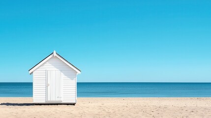 Serene Beach Hut Minimalist Summer Seascape Ocean View
